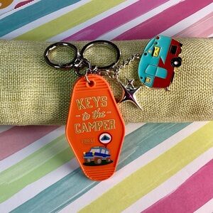 NWOT - Handmade Keychain - Orange/Red & Blue "Keys to the Camper!" *** 2 for $20